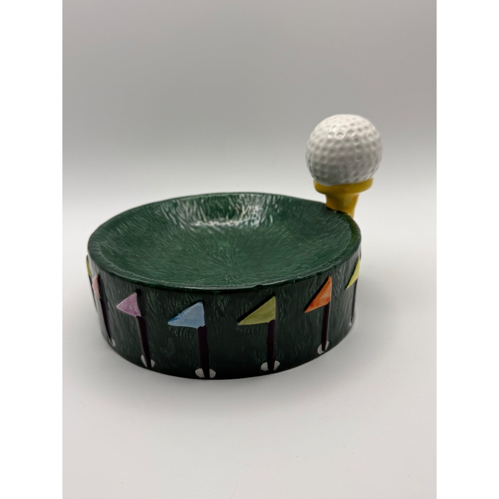 Vtg Ceramic Golf Ball on Tee Decorative Bowl Ashtray Dish Father's Day Gift